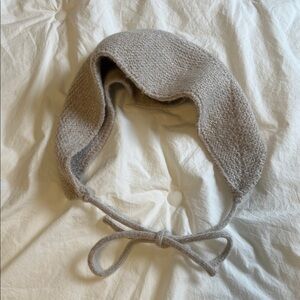 Cozy Beige Knit Hood with Tie